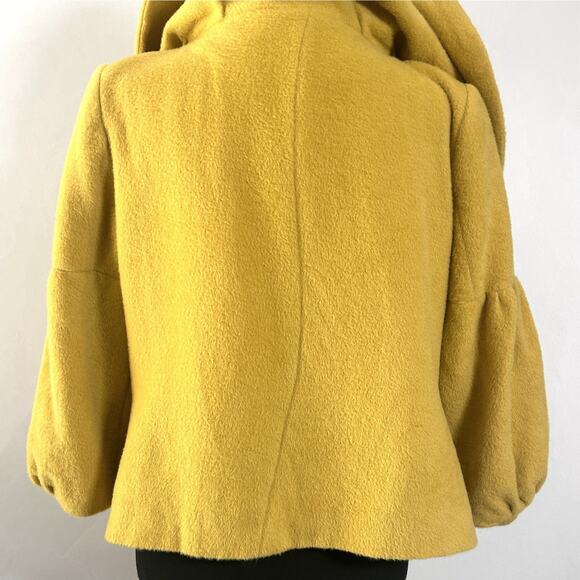 Itala Testino Luxury Baby Alpaca Wool Designer Coat Jacket Mustard Yellow Small - Picture 6 of 10